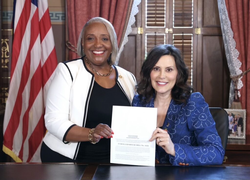 Michigan State Representative Helena Scott with Michigan Governor Whitmer